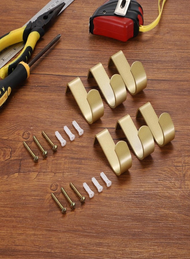 Hoowen 6 Pack Ceiling Curtain Rod Brackets, Sturdy Metal Curtain Rods Holders with Screws for 1 Inch Rod, Mounting Bracket for Ceiling Mount, Windows Drapes Curtains Hardware for Home Office, Gold - Image 2